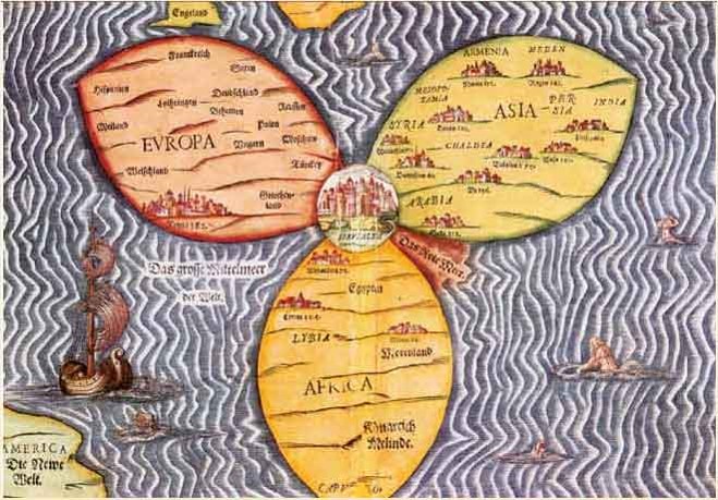 Иерусалим на карте мира, карта Бантинга 1581 г.