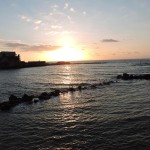 Закат солнца в порту Кейсарии